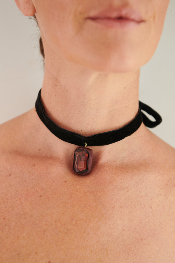 Jewel Drop Necklace - Burgundy