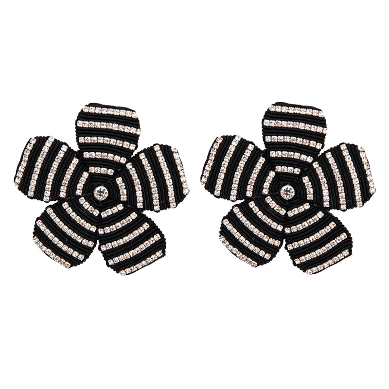 Crystal striped flower- Black