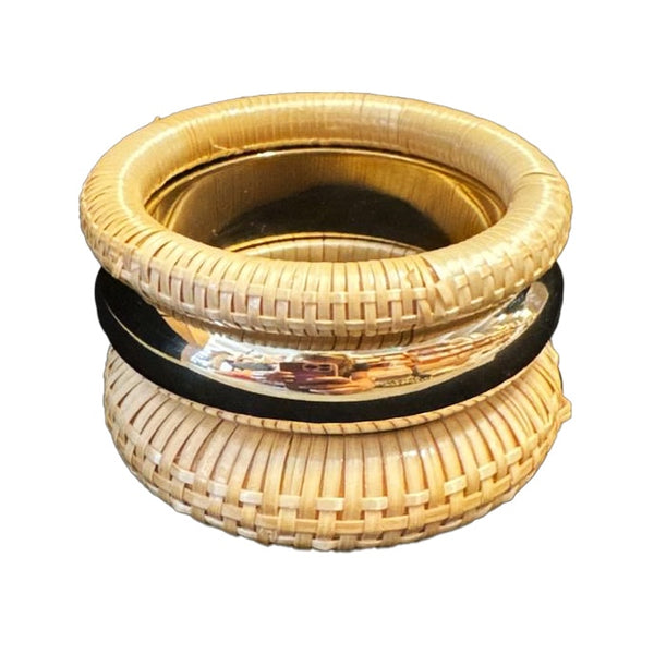 Bangles - Thin Raffia and Wide Gold (Set of 3) (Copy)