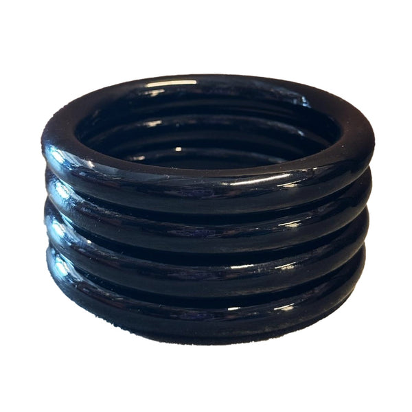 Bangles - Thin Black Enameled Wood (set of 4)
