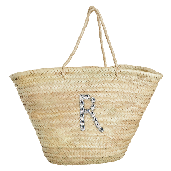 Straw Beach Bag - Crystal Monogram