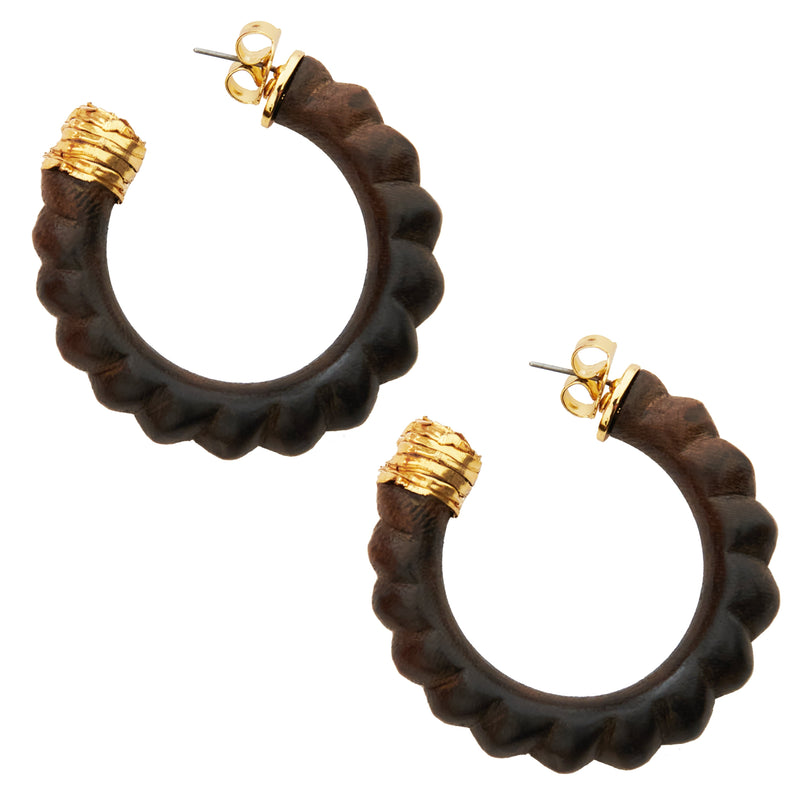 Carved wood hoop- Natural
