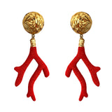 Coral Branch- Red/Gold Hammered Boullion