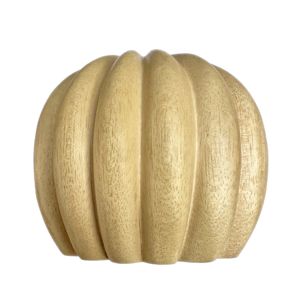 Ribbed Bonbon Paperweight- Carved Wood Blonde Wood
